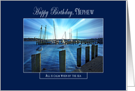 All is Calm/by Sea - Nephew - Birthday- Marina Sunset - Blue card