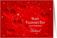 Valentine’s Day, Husband, Red Hearts Hanging and Stars, Mystical card