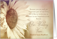Renewing Wedding Vows Invitations - Sunflower - Name Insert - Beige card