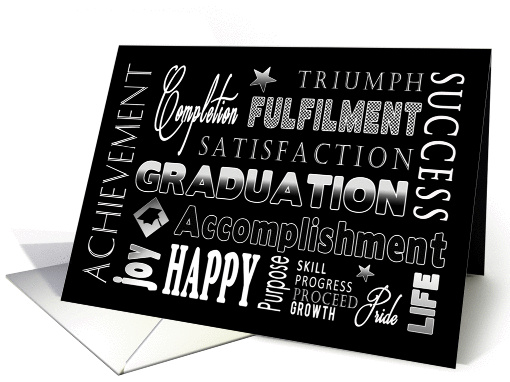 Graduation Congratulations - Typography - Black White and... (1428232)