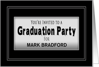 Graduation Party Invitation - Black and White - Personalize card
