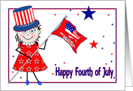 Fourth of July - Melody in Uncle Sam Hat & USA Flag card