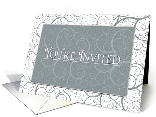 You're Invited - Invitation - Swirls Pattern - Gray and White card