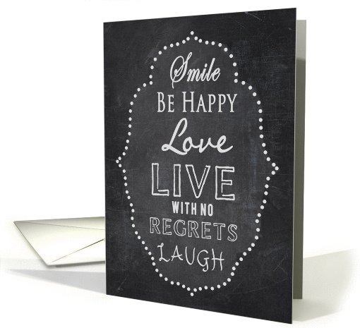 Be Happy Blank Card - Typography Art on Chalkboard card (1437570)