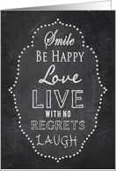 Be Happy Blank Card - Typography Art on Chalkboard card