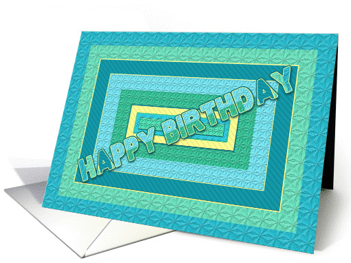 Abstract - Happy Birthday - Blues/Green/Yellow - Digital Texture card