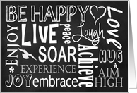 Typography Art Text - Be Happy - Chalkboard card