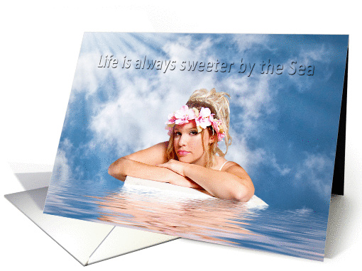 Blank Card - Life is Sweeter by the Sea - Tranquil - Girl... (1443236)