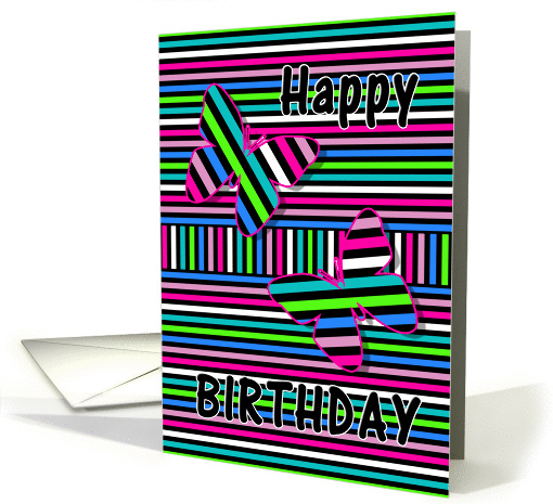 Birthday - Stripes & Butterflies - Vivid Colors card (1444824)