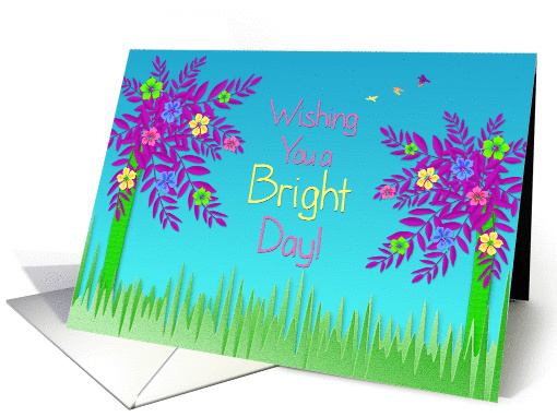 Thinking of You - Tropical Bright Flowers on tree - Vivid Colors card