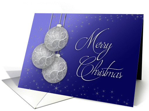CHRISTMAS - Silver Ornaments - Blue - Stars card (1445670)