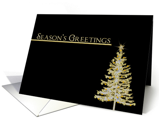 Season's Greetings - Business - Black/Gold - Christmas - Tree card
