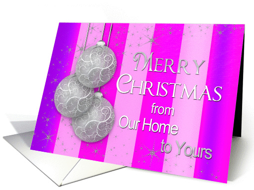 Christmas - Our Home/You- Silver Balls - Purple/Pink Stripes card