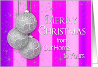 Christmas - Our Home/You- Silver Balls - Purple/Pink Stripes card