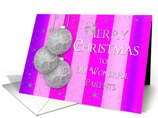 Christmas - Parents- Silver Balls - Purple/Pink Stripes card (1446854)