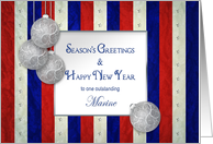 Season’s Greetings, Marine, Patriotic, Ornaments card