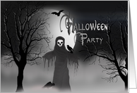 Spooky Halloween Scarecrow Ghost- Inititation - Black/White -Moon card