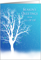 Season’s Greetings, Business , White Tree on Blue with snow card