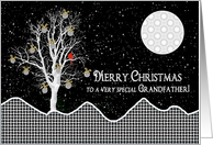 Christmas,For Grandfather, Black, White Designs - Decorated Tree card