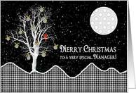 Christmas, For Manager, Black, White Designs - Decorated Tree card
