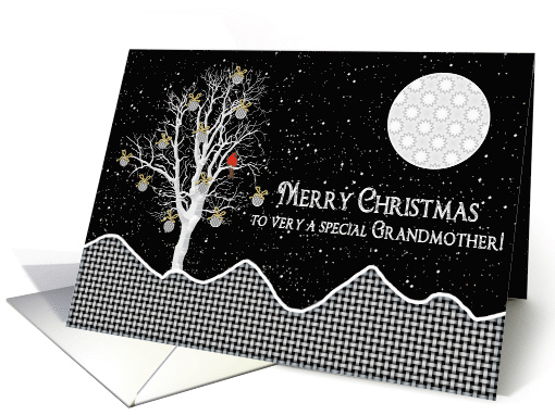 Abstract Black and White Christmas Design for Grandmother card