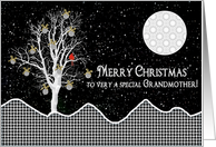 Abstract Black and White Christmas Design for Grandmother card