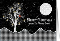 Christmas, From the Whole Gang, Black, White Designs - Decorated Tree card