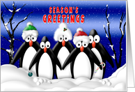 Christmas, Family of Penguins, Season’s Greetings card