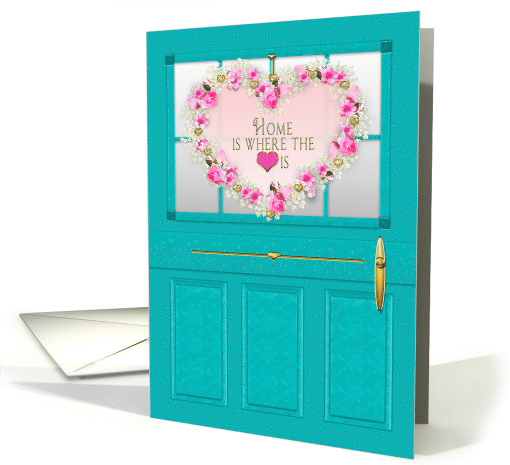 Congratulations on New Home, Door with Heart of flowers card (1454570)