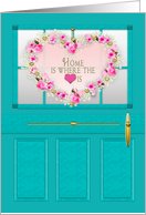 Congratulations on New Home, Door with Heart of flowers card