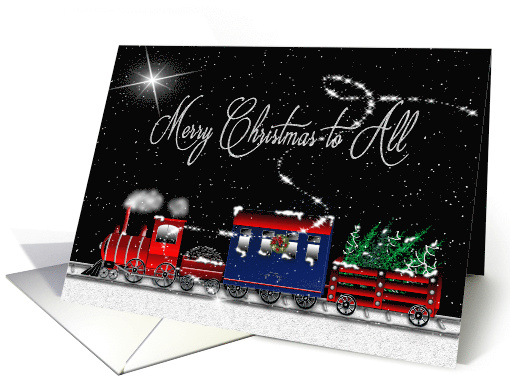 Merry Christmas, Train Pulling Christmas Trees, Night... (1458780)