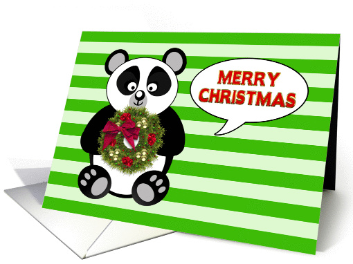 Christmas - Humor - Panda Bear - Wreath card (1459142)