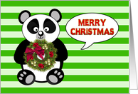 Christmas - Humor - Panda Bear - Wreath card
