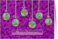 Christmas - Purple - Faux Beautiful Hanging Decorated Balls card