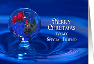 Christmas - Special Friend, Waterdrop, Snow Globe, Red Roses card