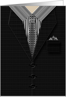 Will You be my Groomsman Invitation - Men’s Suit and Tie, Black/white, card