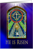 Easter - He is Risen - Church Stained Glass Window card