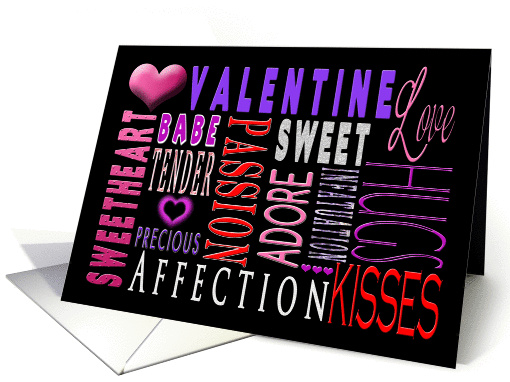 Valentine's Day - Typography Art - Black - Colorful Text card
