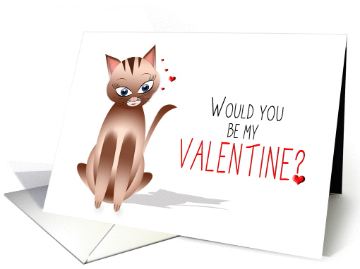 Valentine's Day - Kitty Cat - Red Hearts - Be Mine card (1463594)