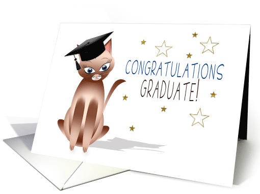 Congratulations Graduate,Kitty Cat,Cap and Stars card (1463598)