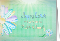 Easter - Pastor & Family - Large Gingham Daisy - Pastels card