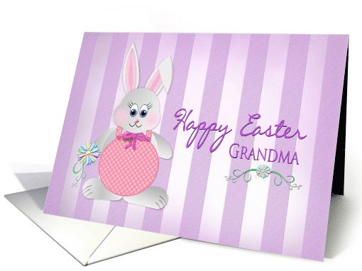 Easter - Grandma - Bunny - Lavender Stripes - Daisy card (1466640)