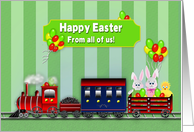 Easter, From All of Us, Choo Choo Train, Bunnies and Balloons, Kids card