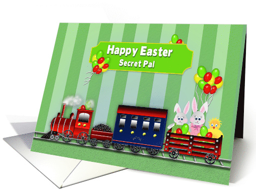 Easter, Secret Pal, Choo Choo Train, Bunnies and Balloons card