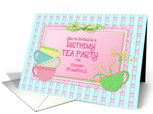 Birthday Tea Party Invitation - Name Insert - Feminine and Dainty card