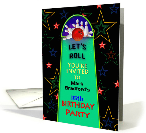 Birthday Bowling Party Invitation - Insert Age and Name card (1470606)