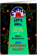 Birthday Bowling Party Invitation - Insert Age and Name card