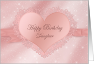 Birthday, Daughter, Pink Lace Heart card