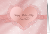 Mother’s Day, Secret Pal, Pink Lace Heart card