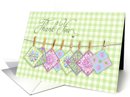 Thank You, Blank, Quilt Squares Hanging on Clothesline,... (1473978)
